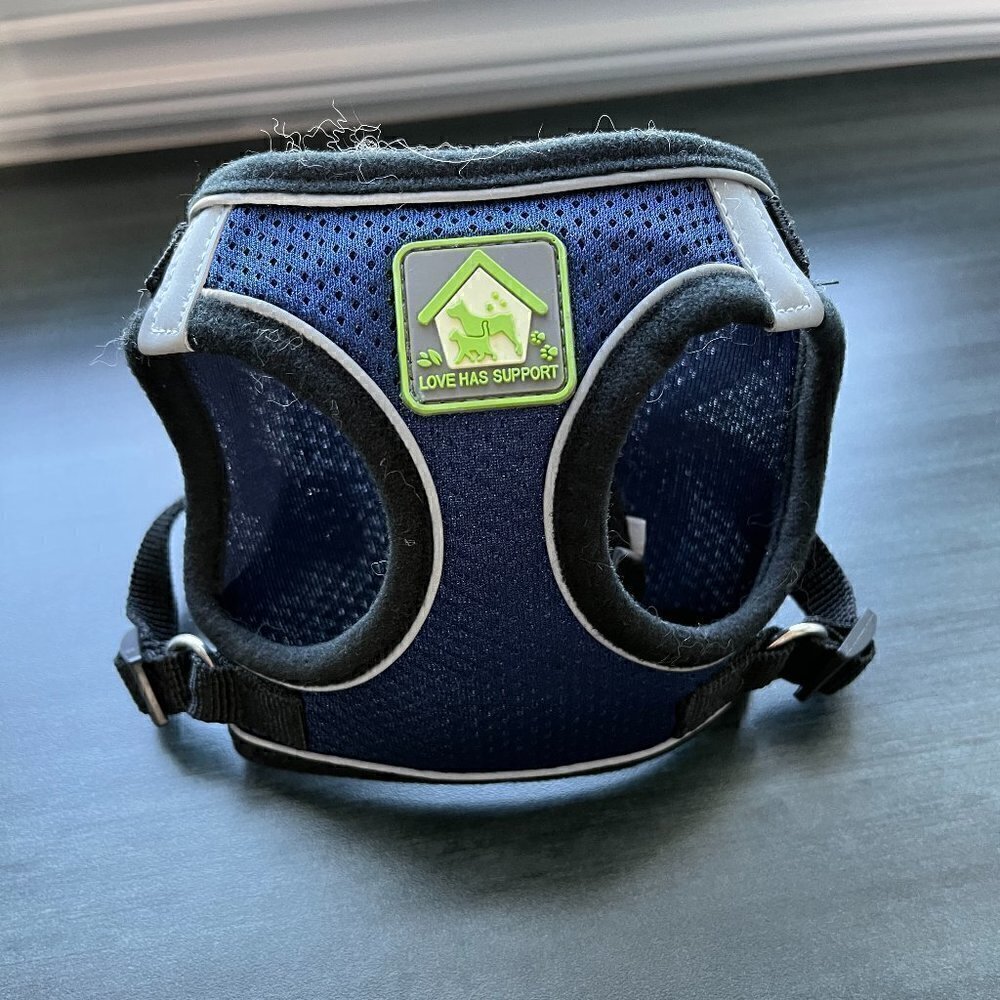 Mesh Dog Harness Navy Blue and Black Size S EUC
